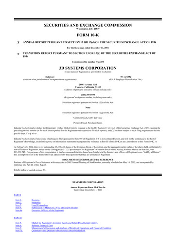 Thumbnail 3D Systems 10-K Annual Report 