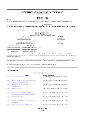 Vorschaubild Unity Bancorp 10-K Jahresbericht 