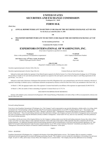 Thumbnail Expeditors International 10-K Annual Report 