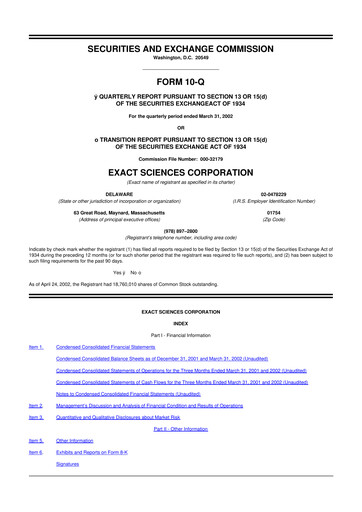 Vorschaubild Exact Sciences 10-Q Quartalsbericht  