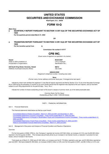 Miniature Central Pacific Financial 10-Q Rapport trimestriel  