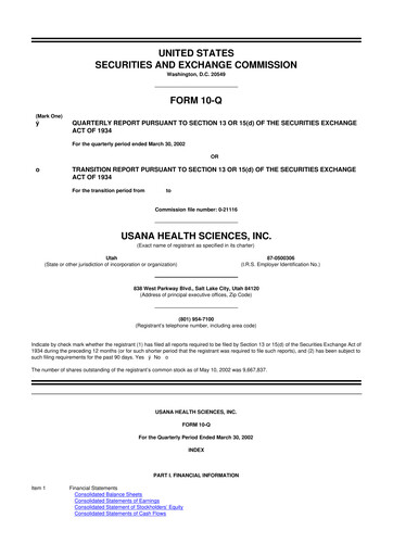 Thumbnail USANA 10-Q Quarterly Report FY 