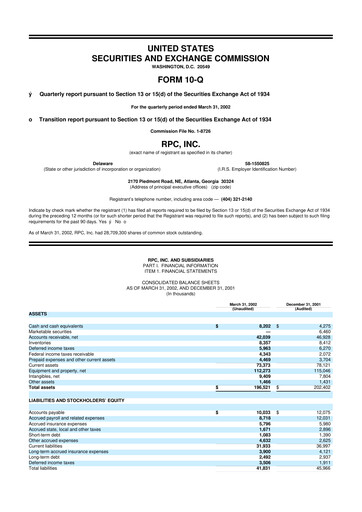 Miniature RPC, Inc. 10-Q Rapport trimestriel  