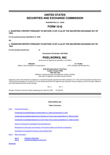 Thumbnail Pixelworks 10-Q Quarterly Report FY 