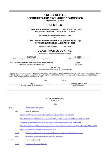 Miniature Beazer Homes USA
 10-Q Rapport trimestriel  