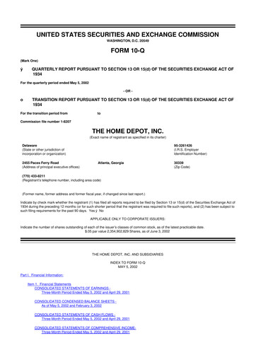 Thumbnail Home Depot 10-Q Quarterly Report FY 