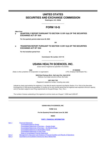Thumbnail USANA 10-Q Quarterly Report FY 
