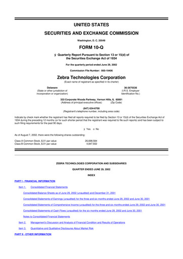 Thumbnail Zebra Technologies 10-Q Quarterly Report FY 