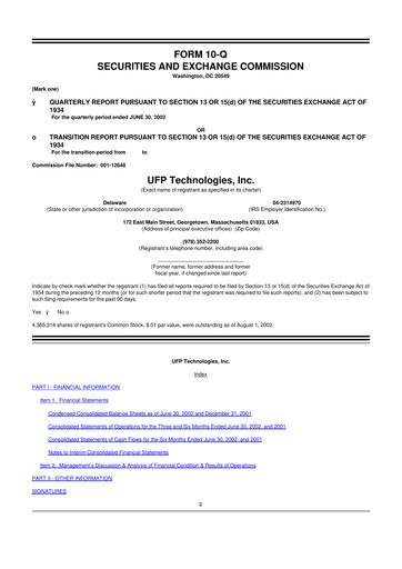 Vorschaubild UFP Technologies
 10-Q Quartalsbericht  