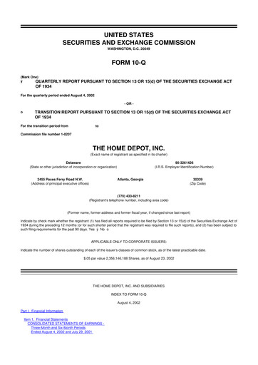 Thumbnail Home Depot 10-Q Quarterly Report FY 