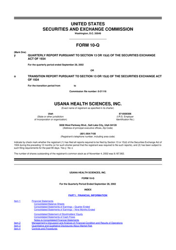 Thumbnail USANA 10-Q Quarterly Report FY 