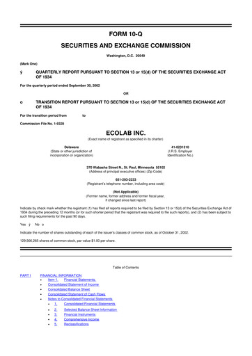 Thumbnail Ecolab 10-Q Quarterly Report FY 