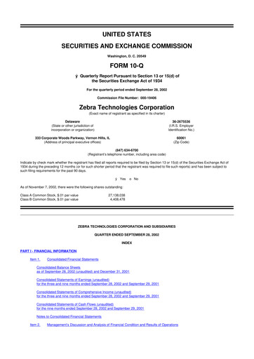 Thumbnail Zebra Technologies 10-Q Quarterly Report FY 