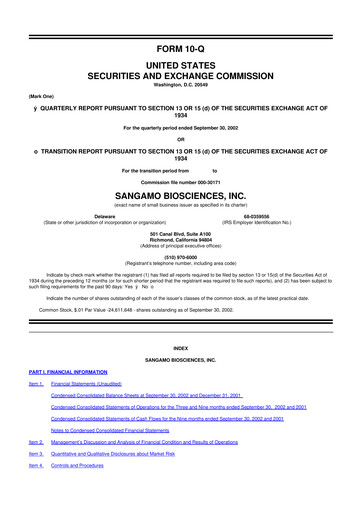 Thumbnail Sangamo Therapeutics
 10-Q Quarterly Report FY 