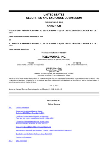 Thumbnail Pixelworks 10-Q Quarterly Report FY 