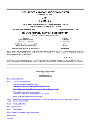 Thumbnail Southern Copper 10-Q Quarterly Report FY 