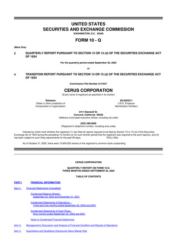 Thumbnail Cerus Corporation 10-Q Quarterly Report FY 