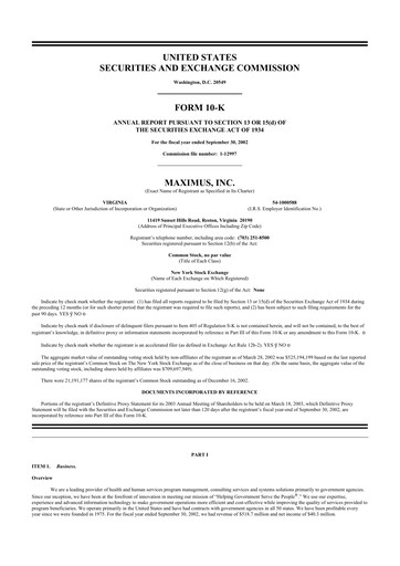 Thumbnail Maximus 10-K Annual Report 