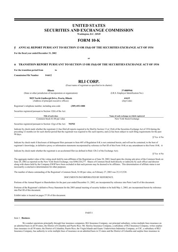 Thumbnail RLI Corp.
 10-K Annual Report 