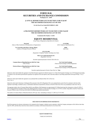 Thumbnail Equity Residential
 10-K Annual Report 