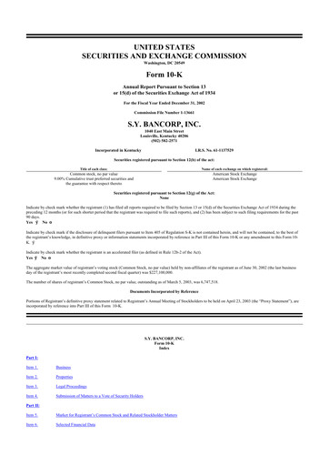 Thumbnail Stock Yards Bancorp 10-K Annual Report 