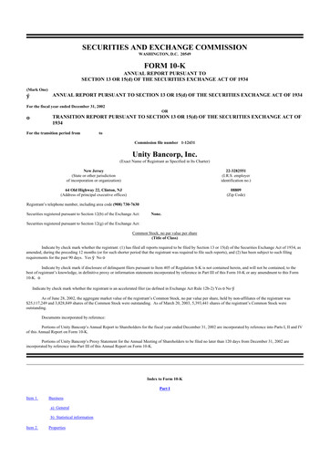 Vorschaubild Unity Bancorp 10-K Jahresbericht 