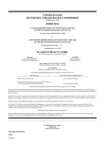 Thumbnail SL Green Realty
 10-K Annual Report 