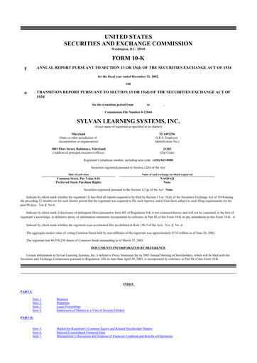 Miniature Laureate Education
 10-K Rapport annuel 