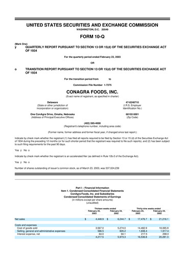 Thumbnail Conagra Brands
 10-Q Quarterly Report FY 