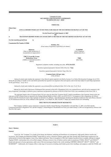 Thumbnail Fossil Group 10-K Annual Report 