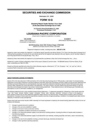 Thumbnail Louisiana-Pacific
 10-Q Quarterly Report FY 