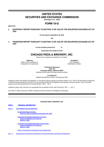 Thumbnail BJ's Restaurants
 10-Q Quarterly Report FY 