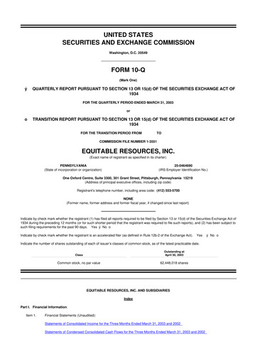 Thumbnail EQT Corporation
 10-Q Quarterly Report FY 