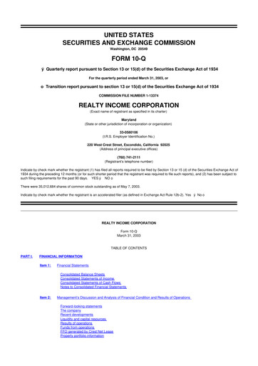 Vorschaubild Realty Income 10-Q Quartalsbericht  