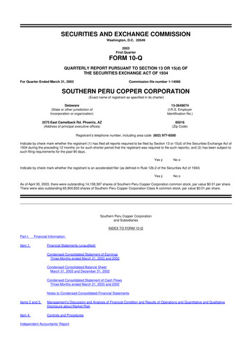 Thumbnail Southern Copper 10-Q Quarterly Report FY 