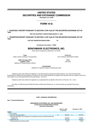 Vorschaubild Benchmark Electronics
 10-Q Quartalsbericht  