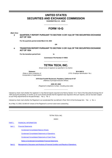 Thumbnail Tetra Tech
 10-Q Quarterly Report FY 