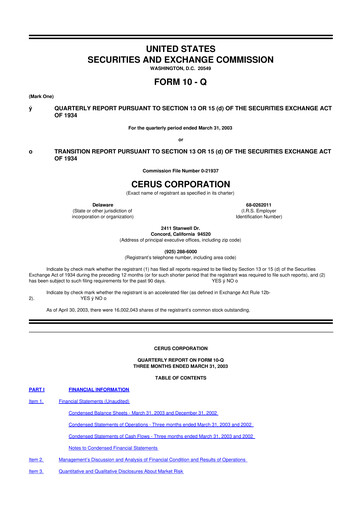 Thumbnail Cerus Corporation 10-Q Quarterly Report FY 