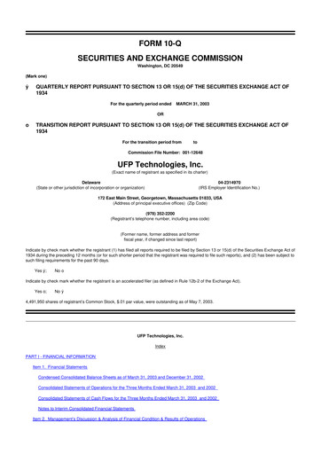 Vorschaubild UFP Technologies
 10-Q Quartalsbericht  