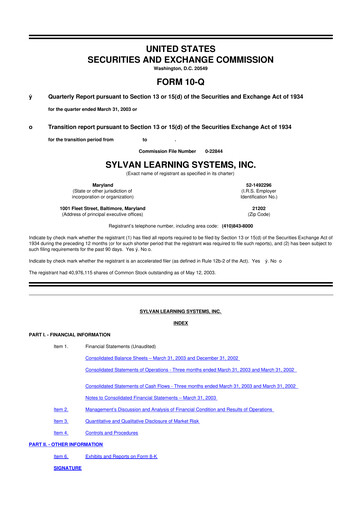 Thumbnail Laureate Education
 10-Q Quarterly Report FY 