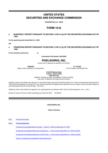 Thumbnail Pixelworks 10-Q Quarterly Report FY 