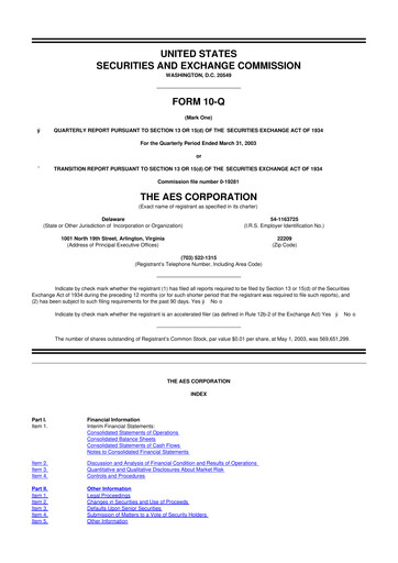 Thumbnail AES 10-Q Quarterly Report FY 