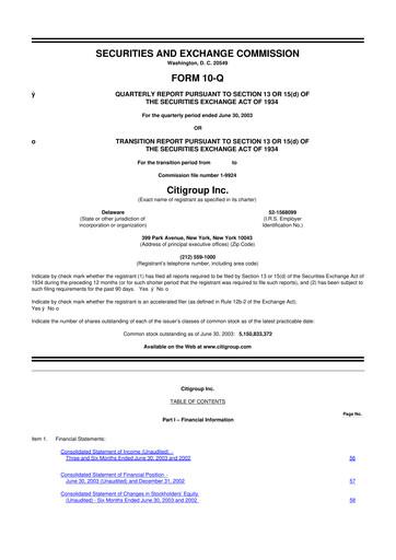 Thumbnail Citigroup 10-Q Quarterly Report FY 