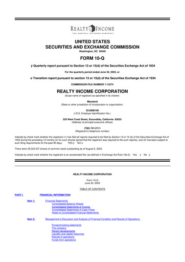 Vorschaubild Realty Income 10-Q Quartalsbericht  