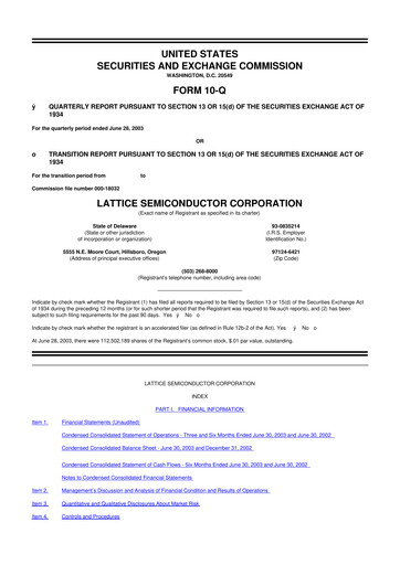 Vorschaubild Lattice Semiconductor 10-Q Quartalsbericht  