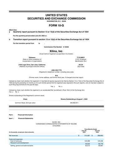 Thumbnail Xilinx 10-Q Quarterly Report FY 