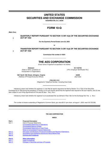 Thumbnail AES 10-Q Quarterly Report FY 