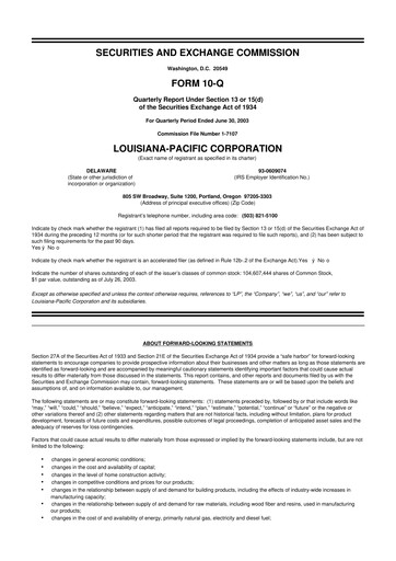 Thumbnail Louisiana-Pacific
 10-Q Quarterly Report FY 