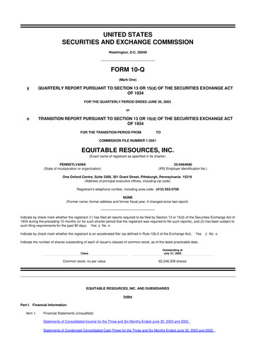 Thumbnail EQT Corporation
 10-Q Quarterly Report FY 