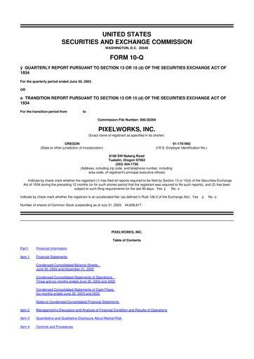 Thumbnail Pixelworks 10-Q Quarterly Report FY 